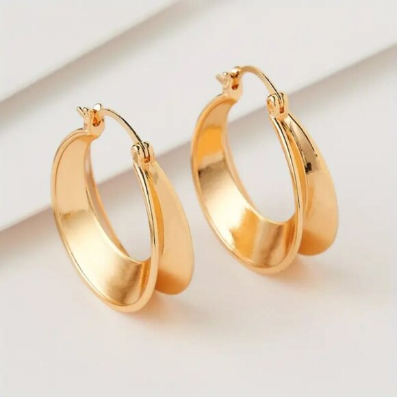 14K Gold Womens Small Chunky Hoop Earrings Ladies New 14 K Silver Hoops Jewelry